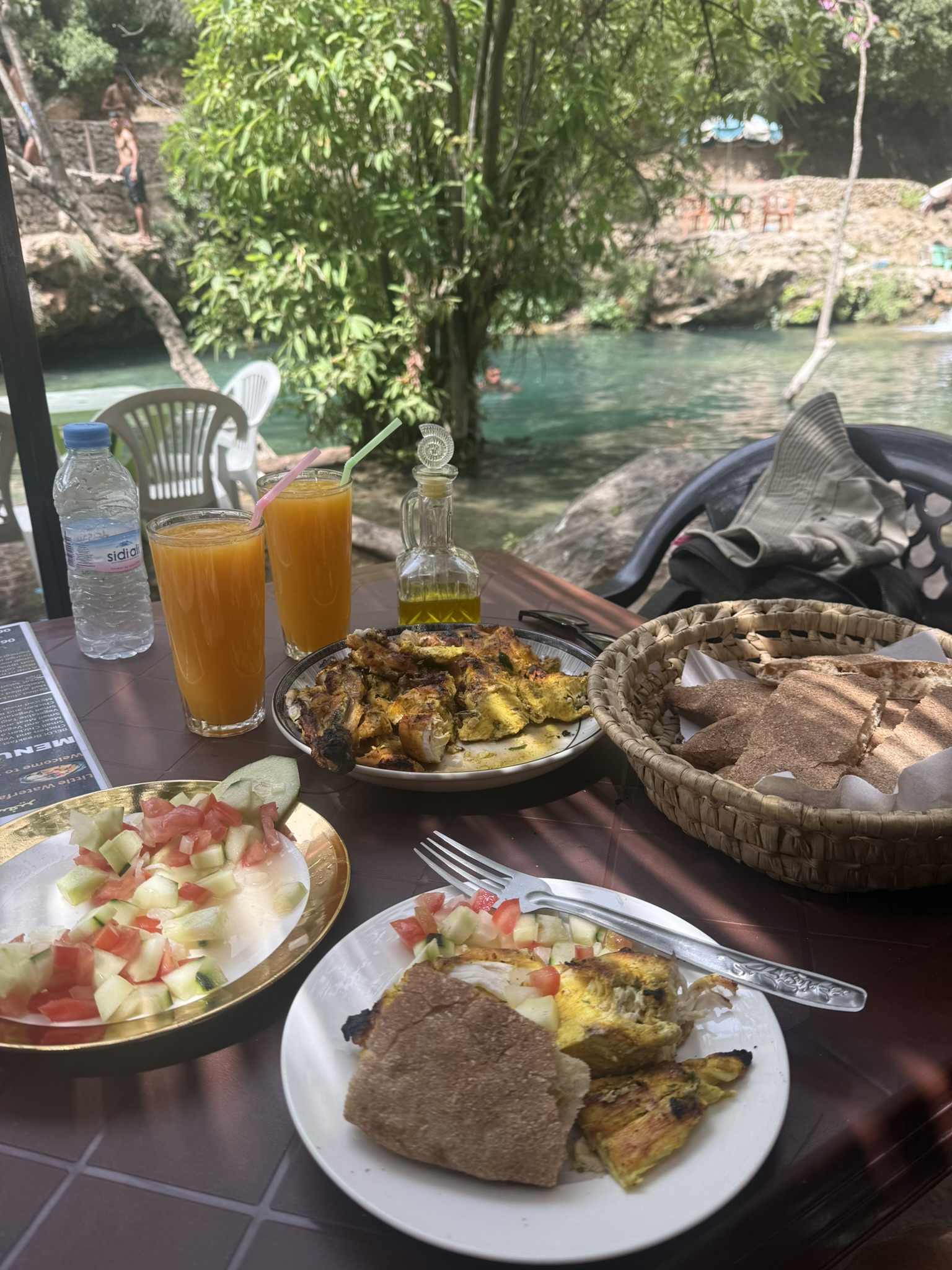 Moroccan lunch served beside the river